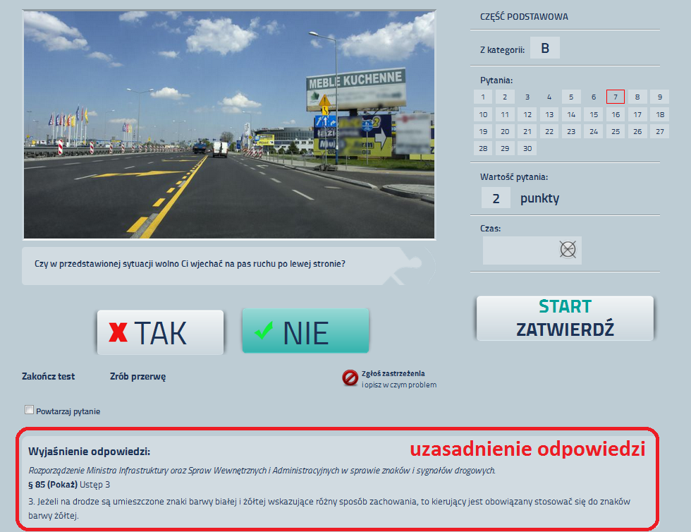 Widok aplikacji testów Widok aplikacji testów